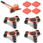 Ronlap 6-Inch Steel Tri-Dolly, 3 Wheels Furniture Mover's Dolly with Lifer, Heavy Furniture Moving Rollers Leg Dolly, 200 KG Capacity 4 Pack (orange)