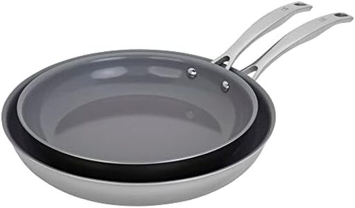 HENCKELS Clad H3 2-pc Induction Ceramic Nonstick Frying Pan Set, 10-inch Fry Pan and 12-inch Fry Pan, Stainless Steel, Durable and Easy to Clean