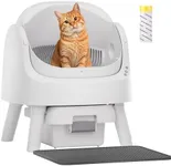 PetPivot Self-Cleaning Cat Litter Box for Multiple Cats - Automatic, Open Top, White with Liners and Mat Included