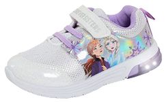 Disney Frozen 2 Light Up Trainers for Girls Trainers Kids Elsa Anna Sports Shoes with Flashing Lights Silver EU 25 / UK 8 Child