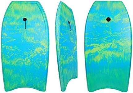 ATUNAS Body Boards, 33"-43" Bodyboard for Beach with Wrist Leash, Solid PE/EVA Closed-Cell Waterproof Foam, Surfing for Kids and Adults (Ocean Blue, 37 inch)