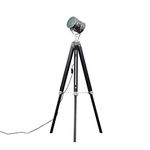 MiniSun Modern Matt Black & Chrome Industrial Photography/Film Studio Style Adjustable Spotlight Tripod Floor Lamp - Complete with a 6w LED GLS Bulb [3000K Warm White]