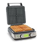 GreenPan Elite 4-Square Belgian & Classic Waffle Iron, Healthy Ceramic Nonstick Aluminum Dishwasher Safe Plate, Adjustable Shade/Crunch Control, Wont Overflow, Easy Clean, Breakfast,PFAS-Free,Graphite