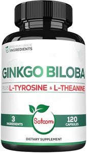 1000mg Ginkgo Biloba Supplements with L-Tyrosine, L-Theanine - 120 Capsules for 2-Month Supply - Support Focus, Mermory Function, Brain Health & Vision Quality