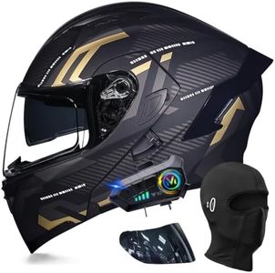 ACLFFSHOP Bluetooth Modular Motorcycle Helmets, DOT Approved Flip Up Full Face Motorcycle Dual Visor Helmet, with Dual Speakers and Microphone, for Adults Men and Women M~XXL