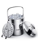 HOMEASY Ice Bucket, Double Wall Bar Ice Bucket Set 1.3L Stainless Steel Ice Bucket for Home Bar Including Lid, Tongs and Strainer Keeps Ice Cold & Dry Great for Bar, Party, Beer, Champagne and Wine