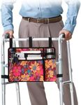 supregear Accessories Bag for Walker, Wheelchair, Rollator for Seniors, w/Cup Holder-Folding Walker Basket Large Capacity Waterproof Walker Caddy Pouch (Floral)