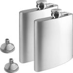 4-piece flask 8oz 304 stainless steel flask set, whiskey bottle Silver flask small mini pocket flask with screw cap for storing drinks and liquors, gifts for men and women, 2 wine glasses and 2 funnels