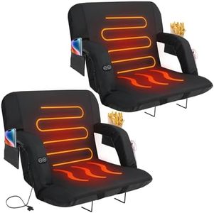 FONDGARI Heated Stadium Seats for Bleachers with Back Support, 3 Levels Heated Bleacher Seat with Backrest, Portable Heated Stadium Chairs with Back and Cushion for Outdoor Sports