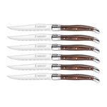 Trudeau Laguiole Steak Knives with Pakkawood Handles (Set of 6), Stainless/Wood