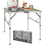 REDCAMP Folding Portable Grill Table for Outside, Lightweight Aluminum Metal Grill Stand Table for Camping Cooking BBQ RV Picnic,Easy to Assemble with Adjustable Heights Legs,Silver 32”x32”