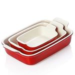 SWEEJAR Porcelain Bakeware Set for Cooking, 9.8 x 13 inch Ceramic Rectangular baking dish Lasagna Pans for Casserole Dish, Cake Dinner, Kitchen, Banquet and Daily Use (Red)