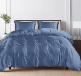 LINENWALAS 100% Tencel Lyocell 4 Pcs Core Bedding Duvet Cover Set- 1 Duvet Cover, 1 Fitted Sheet & 2 Pillowcases Soft, Premium Cooling Eucalyptus Quilt Cover Set (Double, Bahamas Blue)