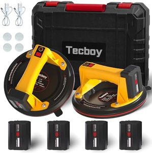 Electric Suction Cup For Glass 2 Pack 8" Heavy Duty 680 Lbs Tile Suction Cups Lifter Tool with 4X 2400mAh Batteries, Auto Start Pump, Display, for Lifting Large Glass, Tile, Granite, Metal, Floor