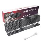 MAINOSHY 10PCS Bird Spikes for Pigeons, Anti Bird Spikes Wall and Fence Spikes Cat Deterrent Repellent Spikes Garden Security Bird Deterrent Spikes with Nylon Zip Ties for Outside Roofs Windows