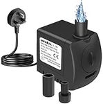 Submersible Water Pump, Senelux 130GPH (600L/H) 8WFountain Water Pump, Replacement Pump for Pet Fountains, Aquarium, Fish Tank, Pond, Statuary, Hydroponics with 4.7ft Power Cord and 2 Nozzles