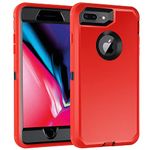 Case for iPhone 7 Plus/iPhone 8 Plus with Screen Protector [Shockproof] [Dropproof] [Dust-Proof], 3 in 1 Full Body Rugged Heavy Duty Case, Compatible with iPhone 7 Plus/8 Plus 5.5-inch, Red/Black