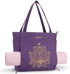 Gonex Yoga Mat Bag, Large Yoga Tote Bag with Multi Pockets for Women Men, Canvas Yoga Mat Carrier Fits Yoga Blocks & Accessories, Full Zipper Easy Access for Pilates, Gym, Travel, Purple, Large