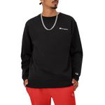 Champion Men's Crewneck, Powerblend Fleece, Hoodie Sweatshirt Logo (Reg. Or Big & Tall), Black Small Script, XL