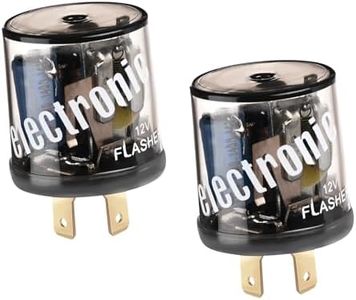 Hbxdeco 2PCS LED Flasher Relay, 2 Pin 12V Heavy Duty LED Turn Signal Relay for Fixing Hyper Flashing, 2 Prong Round Electronic Flasher Blinker Relays Replacement for Car Truck SUV