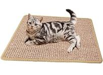 TINDTOP Cat Scratching Mat, 60 X 40 CM Anti-Slip Natural Sisal Cats Scratcher Mat with Adhesive Tape, Protecting Carpet Sofa Furniture Woven Rope Durable Scratch Pad for Cat Grinding Claws