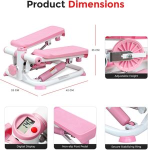 Sunny Health Mini Stair Stepper – Compact Pink Fitness Step Machine