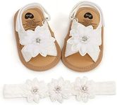 GDSDYM Baby Girls Mary Jane Flats with Floral Princess Wedding Dress Sandals Soft Newborn Infant Crib First Walker Prewalker