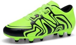 DREAM PAIRS Boys Girls Soccer Cleats Youth Firm Groud Sport Athletic Outdoor Trainning Football Shoes for Little/Big Kid,Size 6 Big Kid,Neon Green/Black,160472-K