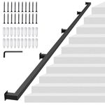 10FT/305CM Square Tube Handrail,Wall Mount Staircase Handrail Modern Pipe Stair Industrial Stair Rail for Indoor Outdoor Steps,440lbs Load,Carbon Steel Non-Slip Grab Handle for Loft Porch 4 Sections