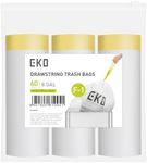 EKO Easy-Dispense Roll 60 Count Extra-Strong Drawstring Trash Bags, 8 Gallon Garbage Bags, Clear White Can Liners, Code F-1, Extra-Long Custom Fit Dual Compartment Recycler