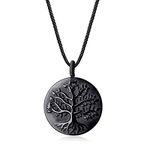 COAI Crystal Black Obsidian Tree of Life Necklace for Men Women Nylon Cord