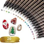 Funnasting Metallic Marker Pens, 20 Colors Metallic Pens Paint Pen Art Markers for Card Making, DIY Photo Album, Scrapbooking, Stone, Glass, Plastic, Metal, Wood, Clothes and Pottery