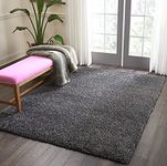 HMWD 5 cm High Pile Shaggy Shag Rug, Modern Rugs Living Room Extra Large Small Medium Rectangular Size Soft Touch Fluffy Deep Pile Living Room Area Rugs (Dark Grey, 160x230 cm)