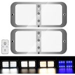 Kriogor LED Ceiling Lights 12V LED Campervan Lights with Remote and Switch 4 Color Modes, Dimmable 12V Car LED Interior Lighting 72 LED 800LM Super Bright for Caravan Camper Motorhome（Universal，2 Pcs）