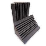 MMT Acoustix® 6Pcs Mega Corner Bass Trap Acoustic Foam Diffuser | 24”x15”x12” | Absorbs Bass in Studio & Home Theatre | Sound Diffusion Wedges | Black Charcoal