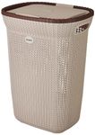 Amazon Brand - Solimo Plastic Knit Laundry Basket - Big - 55 Litres - 44 Cm X 35 Cm X 61 Cm | Beige