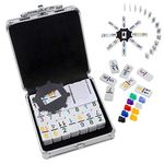 Homwom Mexican Train Dominoes with Numbers Double 12 Colored Numerical Dominoes Mexican Train Game Set 91 Tiles Dominoes with 9 Trains, Scoreboard, Octagon Shape Hub and Aluminum Case