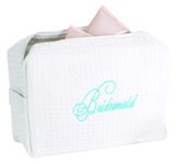 Hortense B. Hewitt Wedding Accessories White Waffle Weave Cosmetic Bag, Bridesmaid