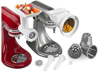 KitchenAid 80127 Stand Mixer Attachment with Food Grinder, Rotor Slicer, Shredder and Sausage Stuffer, White
