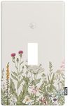 Pznen Wildflower Botanical Single Toggle Wall Plate Cover Floral Flower Plant Herbs Sage Green Leaves Decorative Light Switch Cover Plate for Home Kitchen Living Room