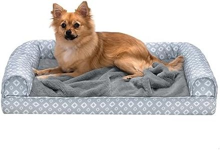 Furhaven Medium Orthopedic Dog Bed Plush & Diamond Print Nest Top Sofa-Style w/Removable Washable Cover - Gray, Medium