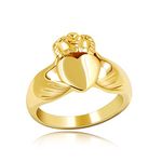 Uloveido Gold Color Irish Claddagh Heart Crown Ring Wedding Promise High Polished Friendship Jewelry for Women Y981 (Gold Size 7)