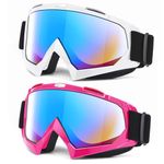 MAMBAOUT Adult Dirt Bike Goggles, 2-Pack ATV Motorcycle Goggles for Men & Women, Wide Vision Riding Off-Road Goggles