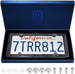 1 Pack Luxury Handcrafted Black Rhinestone Premium 4-Hole Stainless Steel Bling License Plate Frame with Gift Box | 1000+ pcs Finest 14 Facets SS20 Black Rhinestone Crystal | Anti-Theft Screw Cap