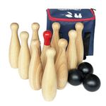 Wooden Game Set-Lawn Bowling -Hardwood10 Pins & 3 Balls in a Carry Bag (23cm-High, natural)