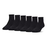 Under Armour Men's Charged Cotton 2.0 Quarter Socks, Black/Gray, Large (Pack of 6)