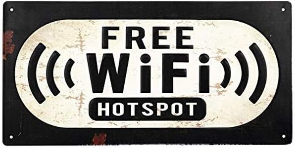 Excello Global Products Rectangle Weathered Metal Free WiFi Hotspot Wall Embossed Signage