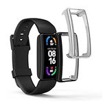 kwmobile Case Compatible with Fitbit Inspire 3 / Inspire 2 / Ace 3 Case - 2X TPU Silicone Fitness Tracker Cover - Black/Silver