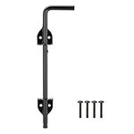 SANKINS 12" Cane Bolt Drop Rod Heavy Duty Gate Hardware Black Solid Steel Gate Ground Latch for Wood PVC Vinyl Metal Gates Fences Doors, Holding Gate to The Ground