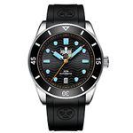 Phoibos Automatic Men's 300m Diver Watch with Black Wave Dial and Rubber Strap Wave Master PY010CR